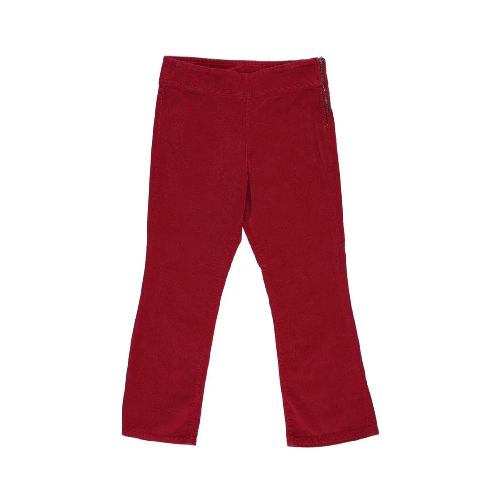 Free People Corduroy‎ Pants Women's Medium Red Side Zip Flare Stretch